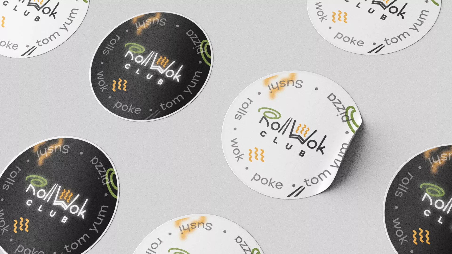 Разработка наклеек для суши-бара «Roll Wok Club» в Королёве